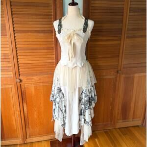 Vintage Lip Service Mecanique Menagerie Steampunk Ivory Dress XS